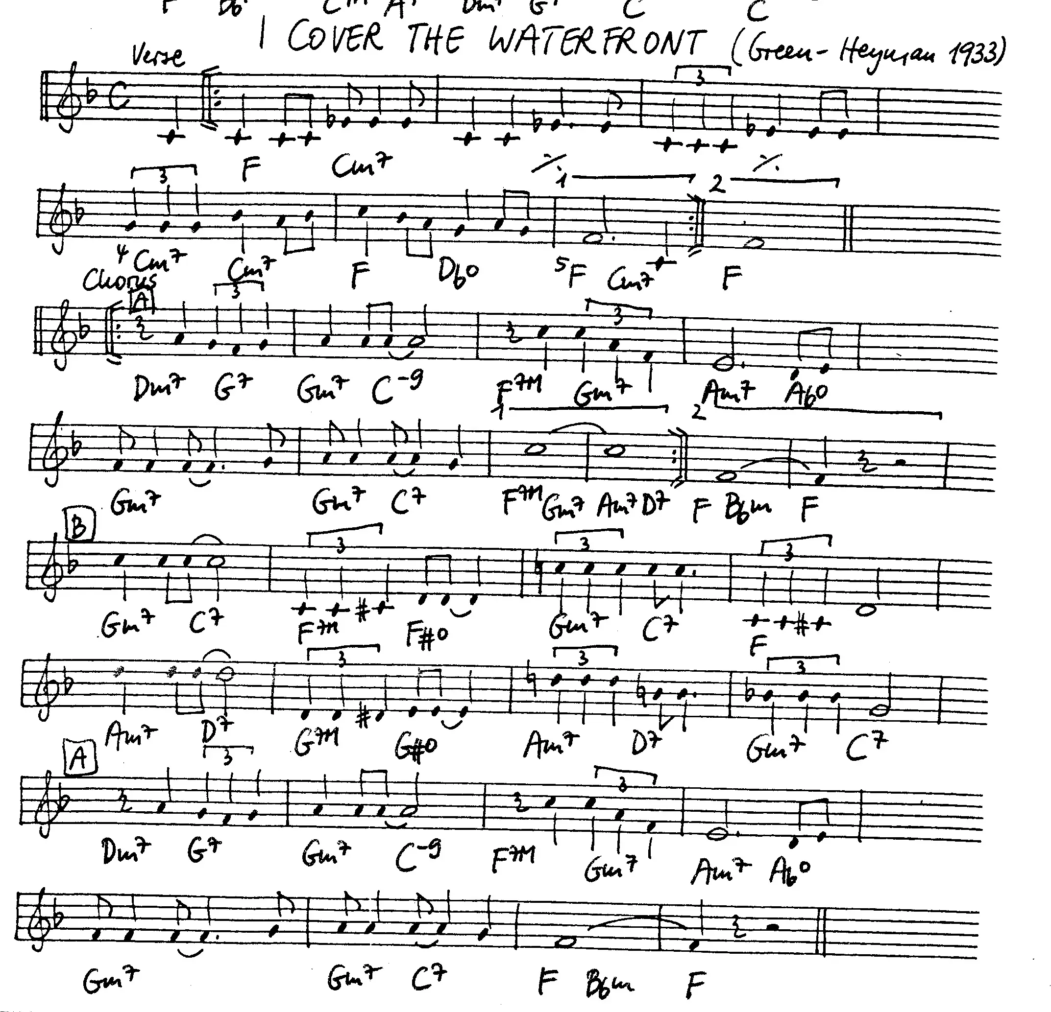 i cover the waterfront free jazz leadsheet - Courtesy of the Jungle Jazz Band